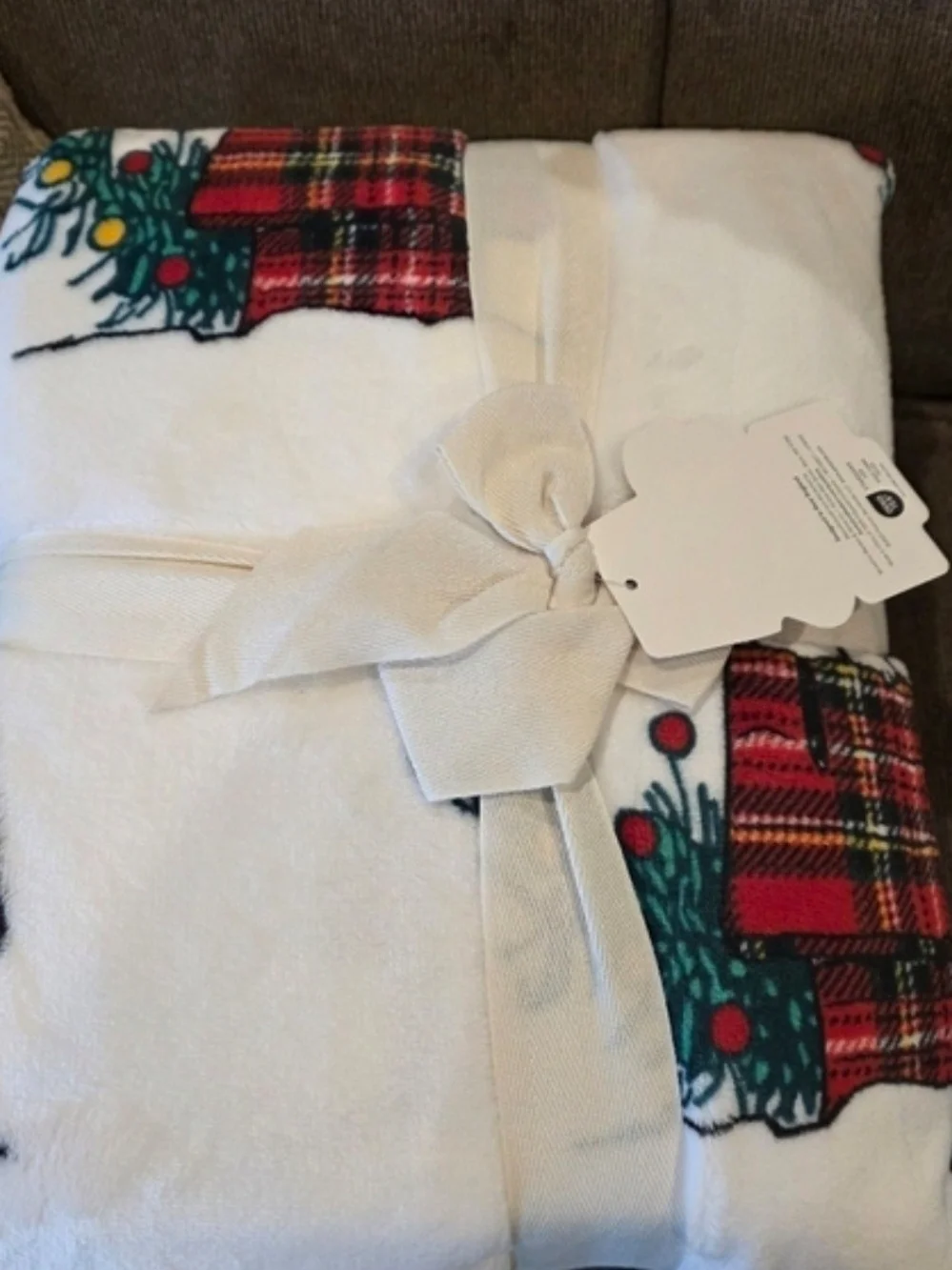 Holiday Plaid Snoopy Blanket-NWT